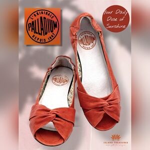 Palladium Knotted Women's Size US 7.5 | EU 38 Terracotta Orange Peep-Toe Flats